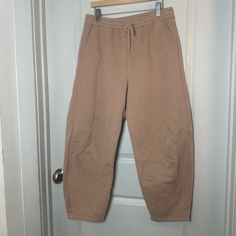 Abercrombie & Fitch High Rise Sunday Barrel  Tan Drawstring Waist Sweatpants, L - Picture 12 of 12
